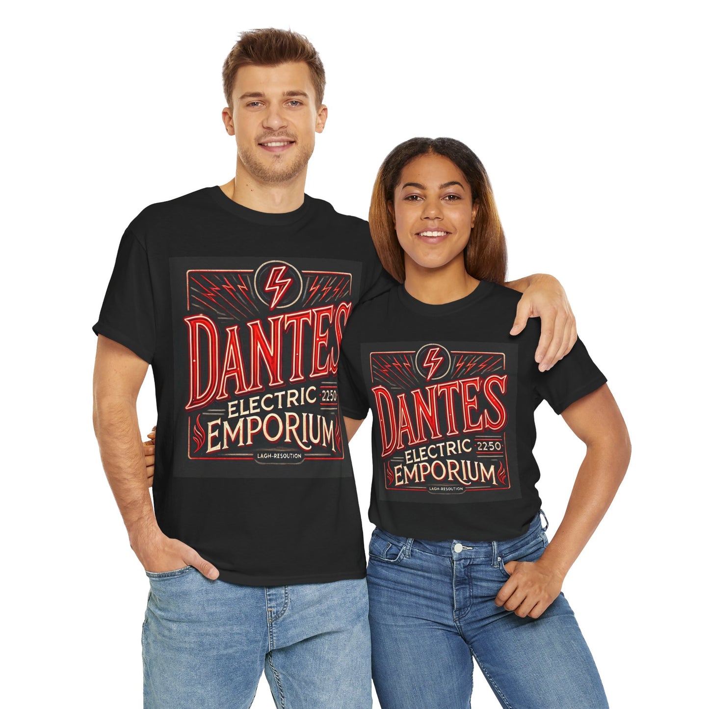 Vintage Dantes Electric Emporium Unisex Heavy Cotton Tee - Retro Graphic T-Shirt