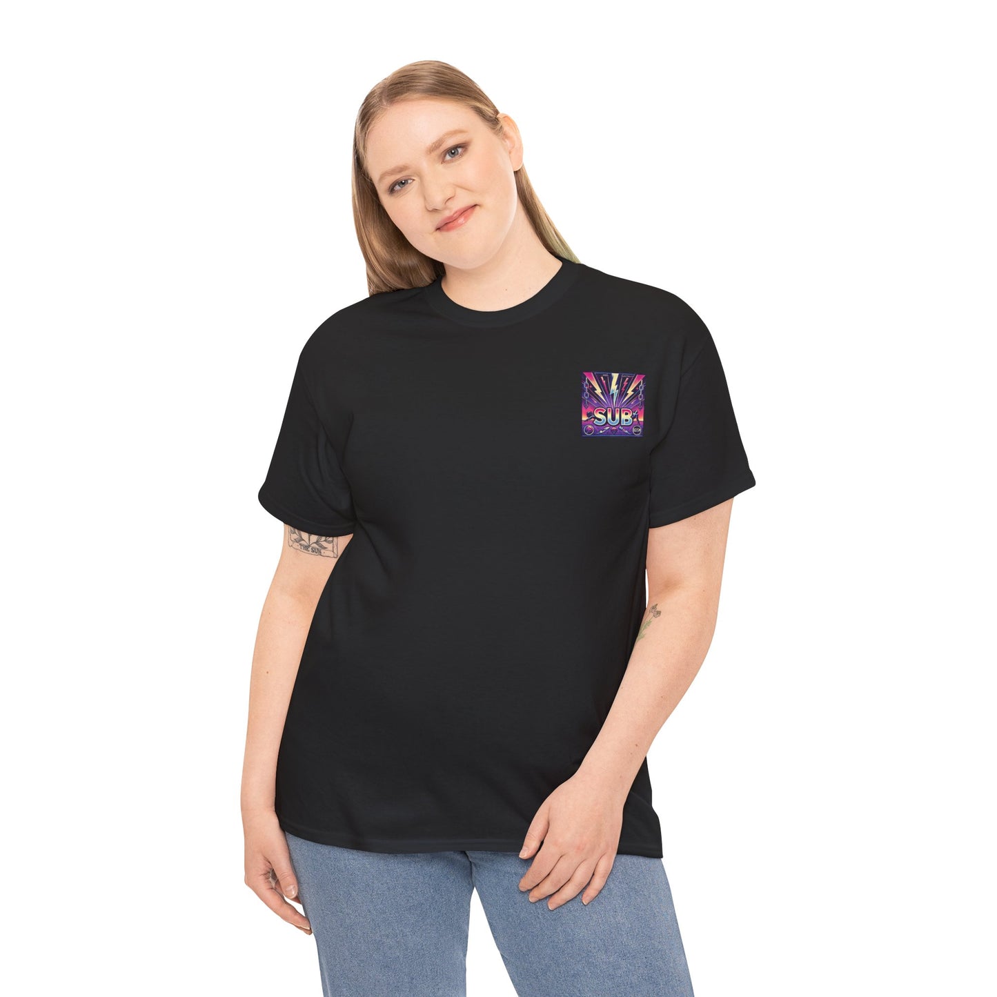 Unisex Heavy Cotton Tee - Vibrant 'SUB' Graphic Design