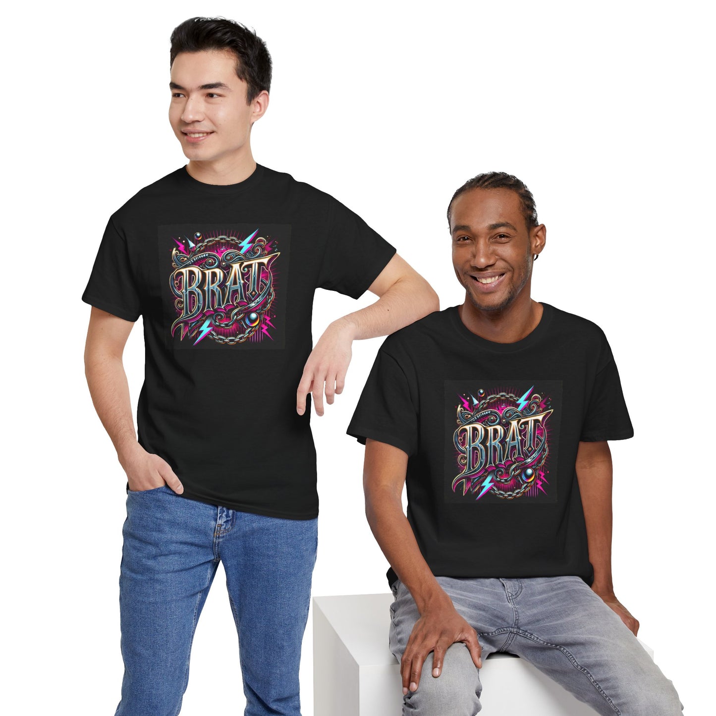 Bold 'BRAT' Graphic Unisex Heavy Cotton Tee - Casual Trendy Wear