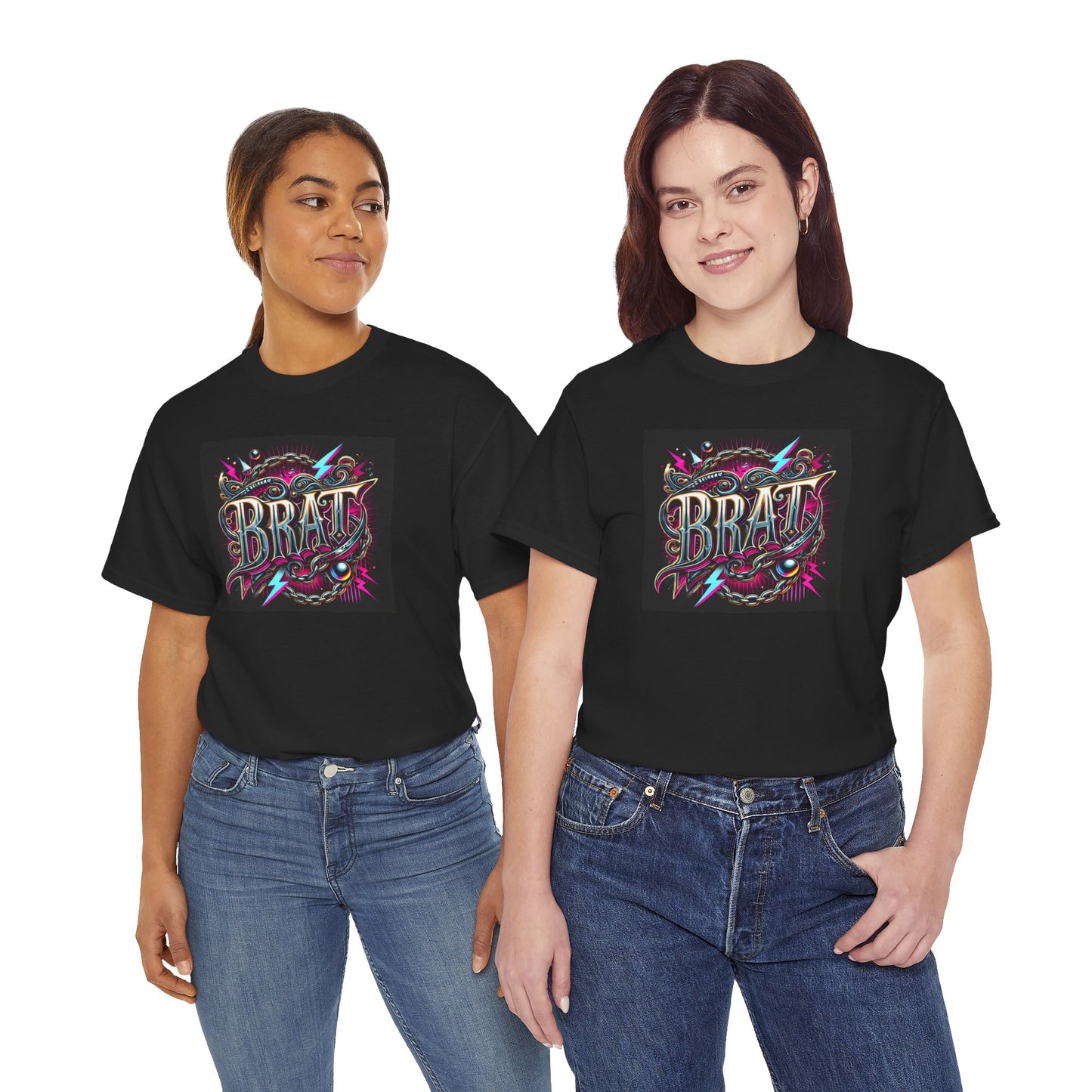 Bold 'BRAT' Graphic Unisex Heavy Cotton Tee - Casual Trendy Wear