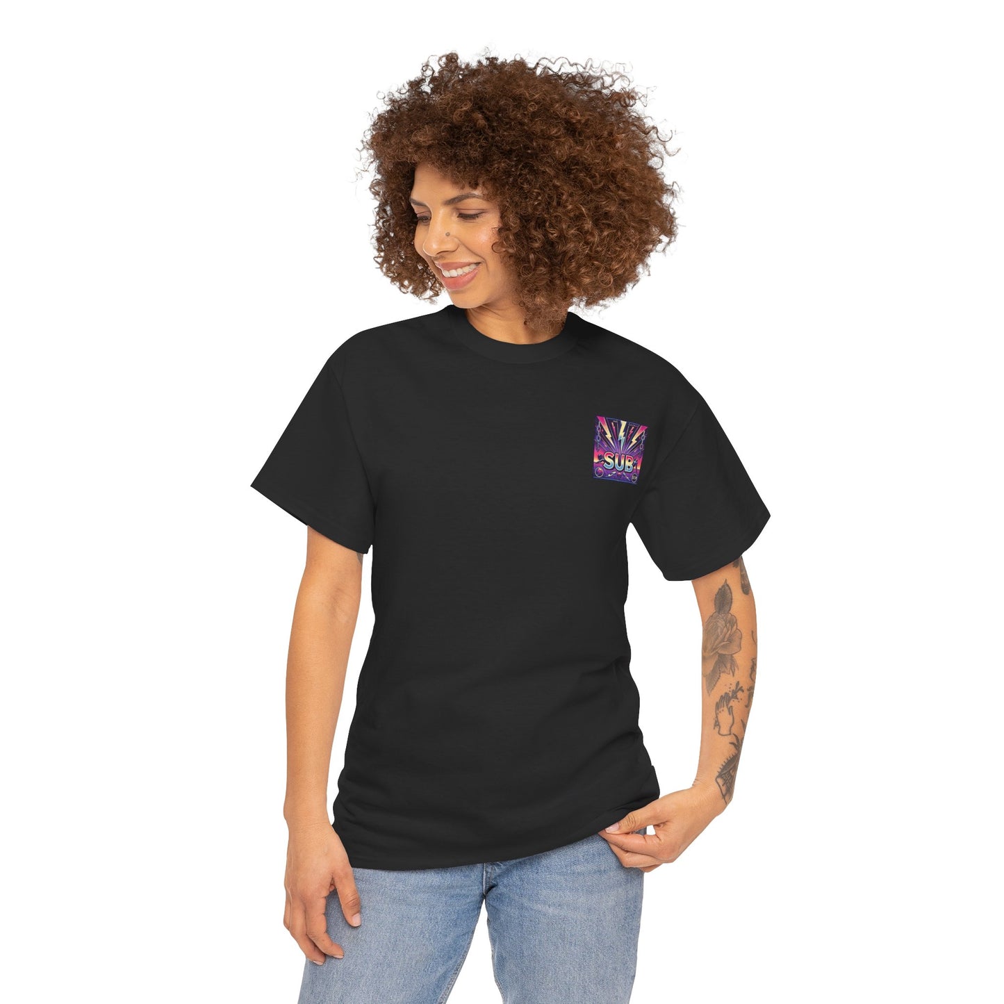 Unisex Heavy Cotton Tee - Vibrant 'SUB' Graphic Design