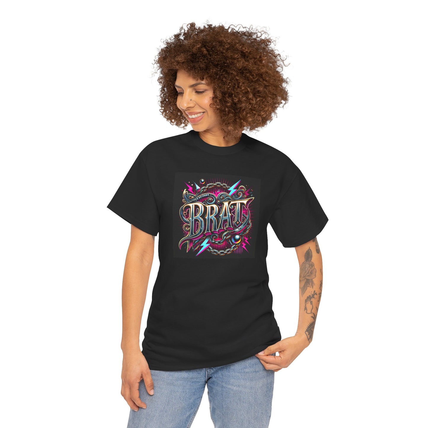 Bold 'BRAT' Graphic Unisex Heavy Cotton Tee - Casual Trendy Wear