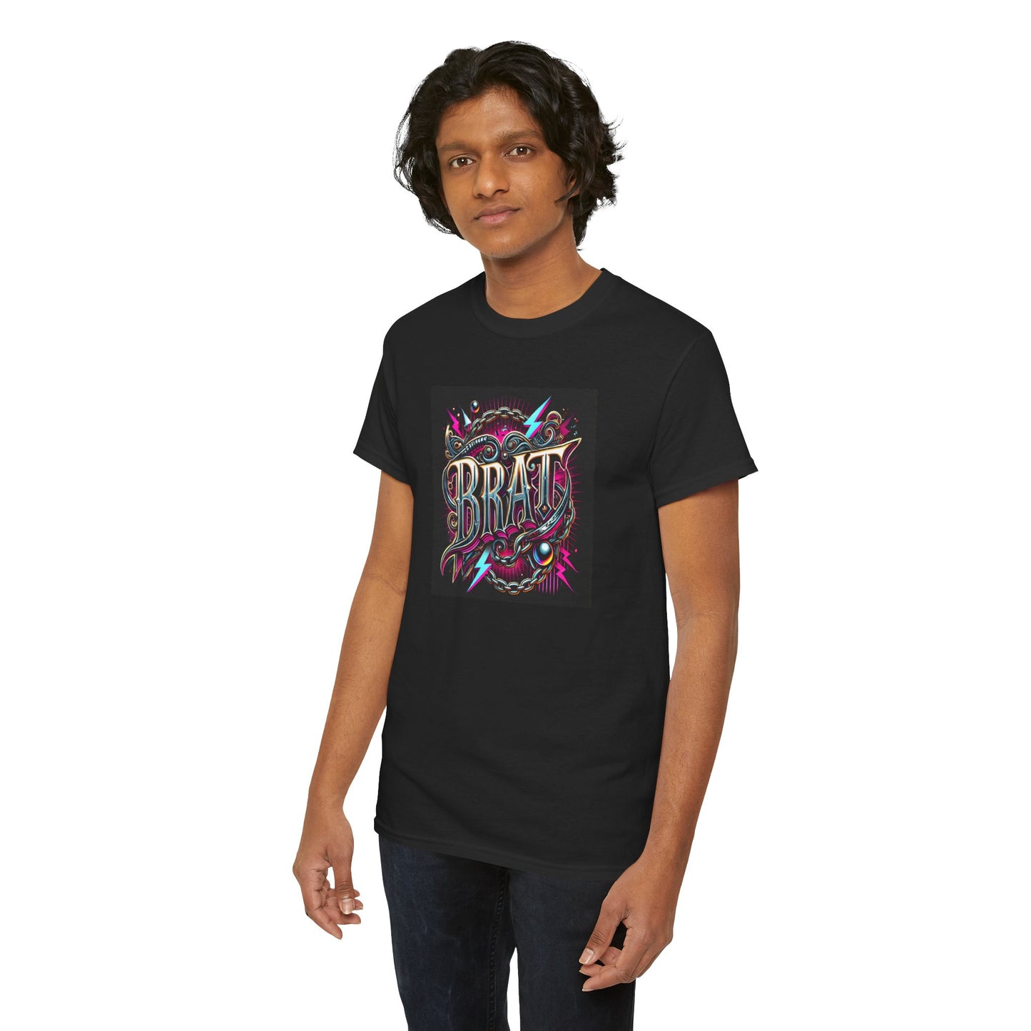 Bold 'BRAT' Graphic Unisex Heavy Cotton Tee - Casual Trendy Wear