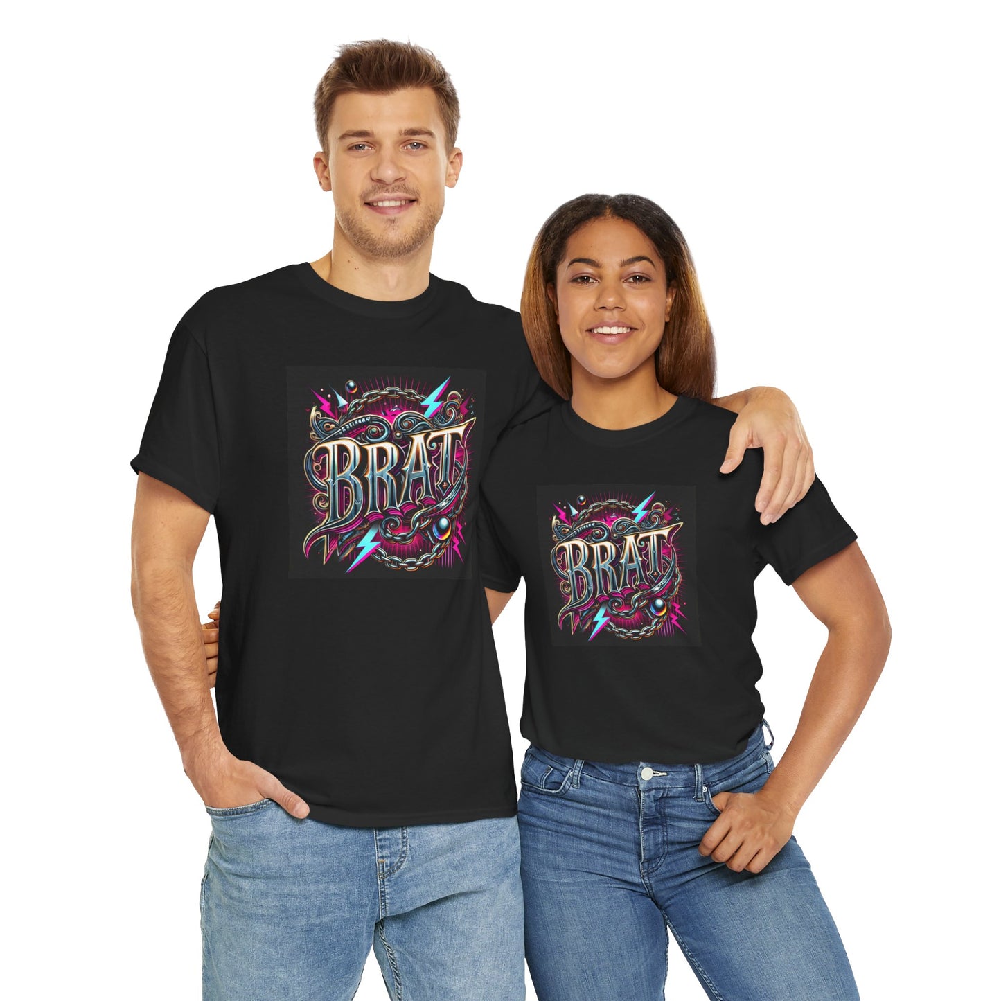 Bold 'BRAT' Graphic Unisex Heavy Cotton Tee - Casual Trendy Wear