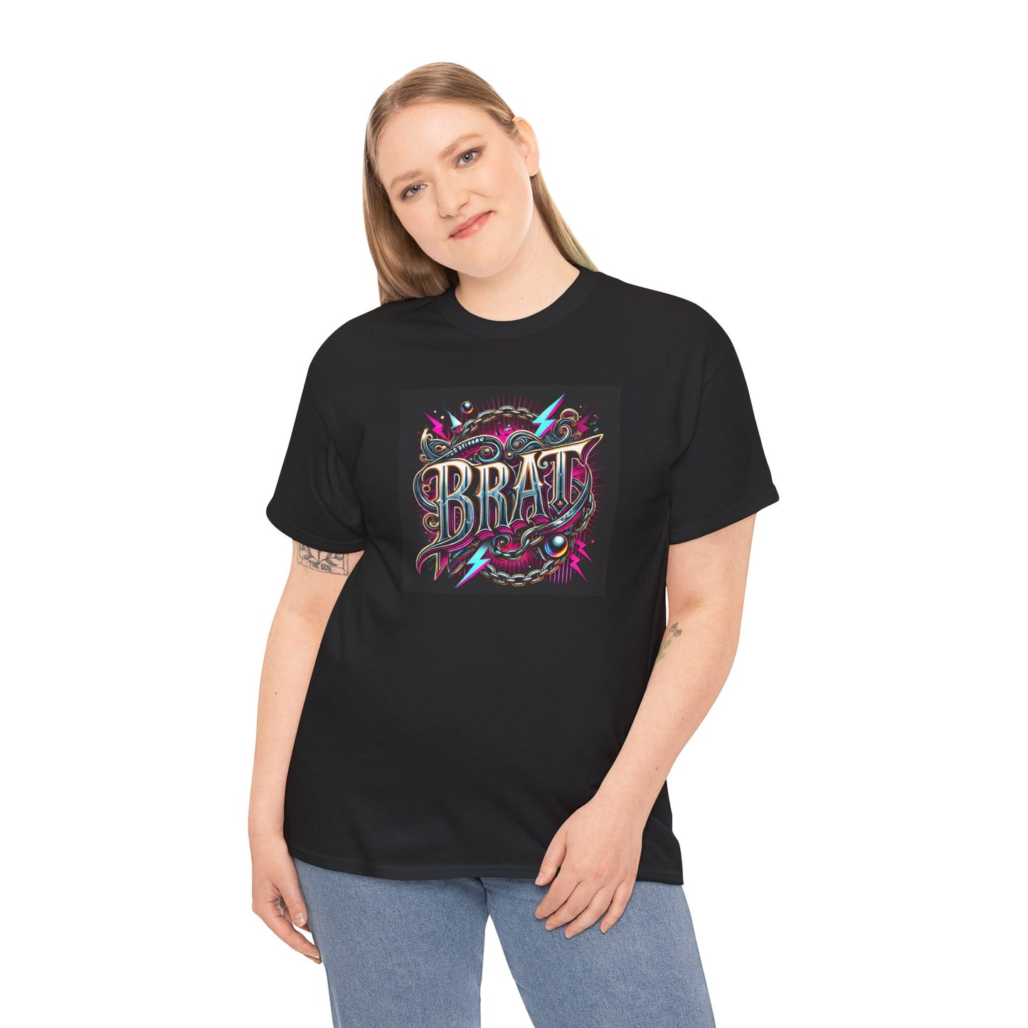 Bold 'BRAT' Graphic Unisex Heavy Cotton Tee - Casual Trendy Wear