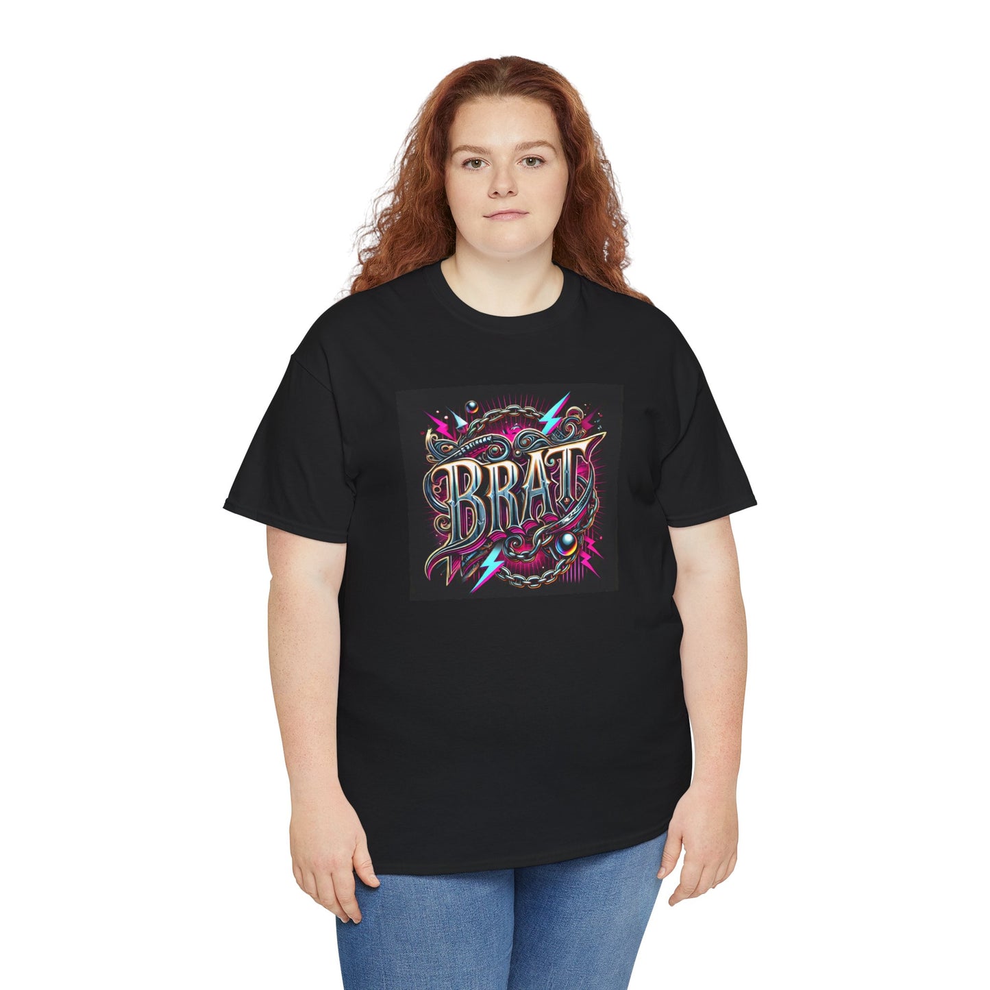 Bold 'BRAT' Graphic Unisex Heavy Cotton Tee - Casual Trendy Wear